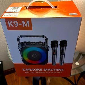 Brand New -Never Opened! K9-M Karaoke Machine with Wireless Microphones - Black